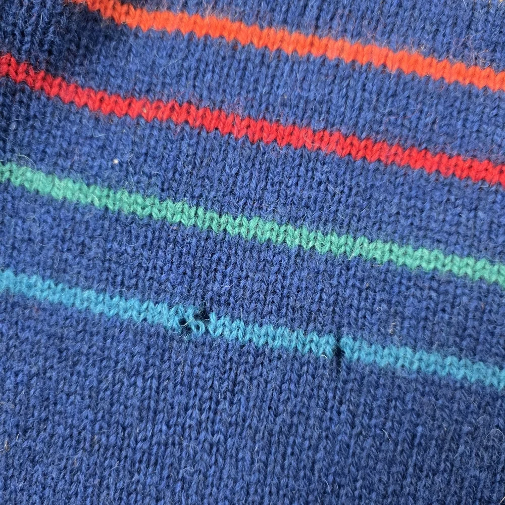 VTG 🌈 Wool Rainbow Stripe Grandpa Sweater M - Picture 8 of 8